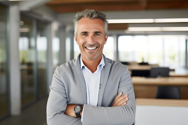 Successful confident entrepreneur business man portrait in his company office