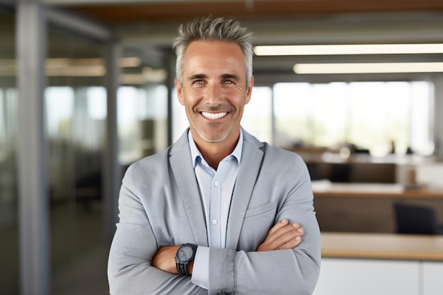 Successful confident entrepreneur business man portrait in his company office