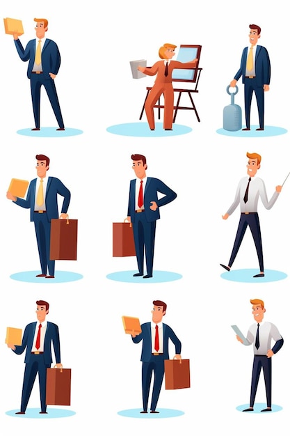 Photo successful entrepreneurship isolated cartoon vector illustrations set