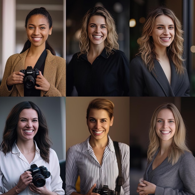 Photo successful female entrepreneurs smiling cheerfully