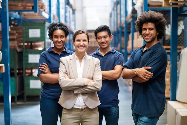 Photo successful logistics team portrait