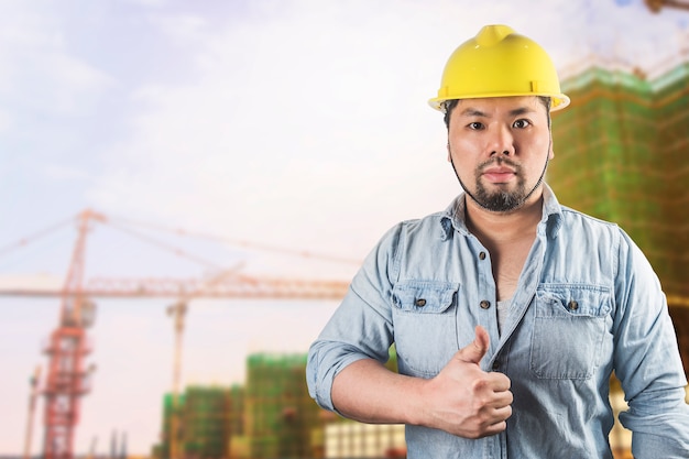 Successful male architect at a construction site