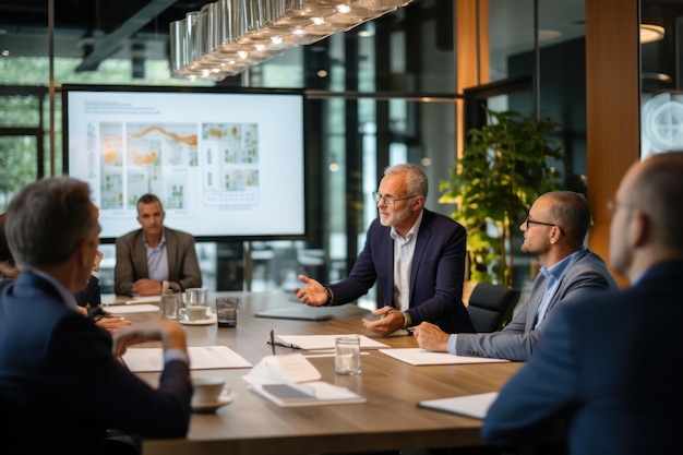 Successful man making a business presentation at the office Generative AI