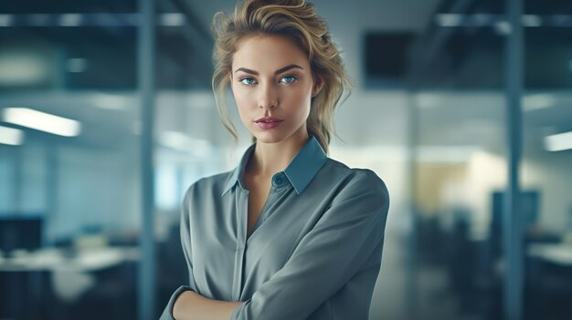 Photo successful mature business woman looking at camera