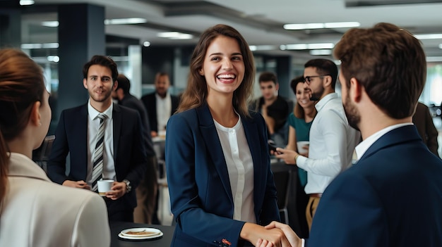 Successful partnershipBusinesswomen handshaking in office women at job