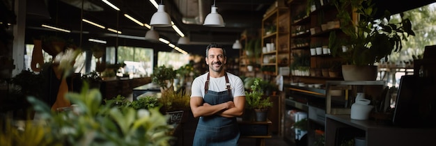 Successful small business owner smiling happily