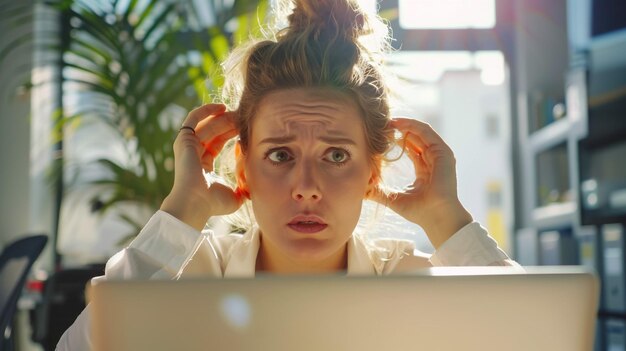 Foto una donna d'affari matura con un sorriso di successo che usa un portatile e un computer mentre fa dei documenti in ufficio