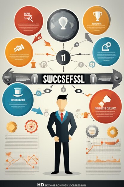 succesvol vectorprocesdiagram met vijf stappen sjabloon