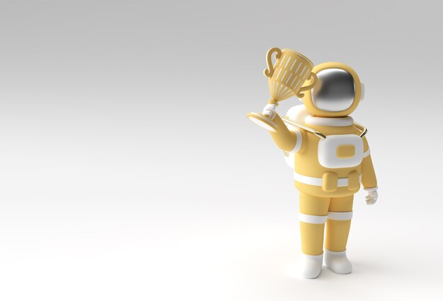 Succesvolle astronaut kreeg de eerste prijs trofee 3D Rendering.