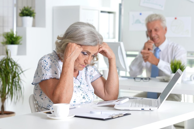 Succesvolle senior zakenmensen die samenwerken