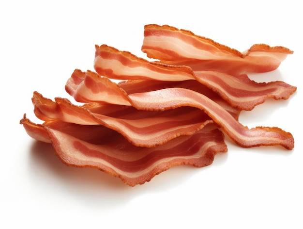 Succulent Bacon Strips A Visual Feast on a Pristine White Background