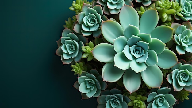 Succulent on Green Bright Background for Landing