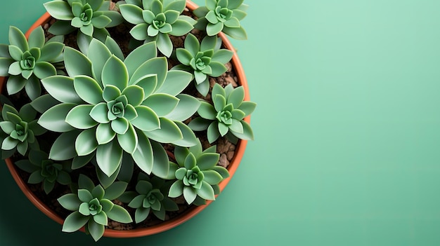 Succulent on Green Bright Background for Landing