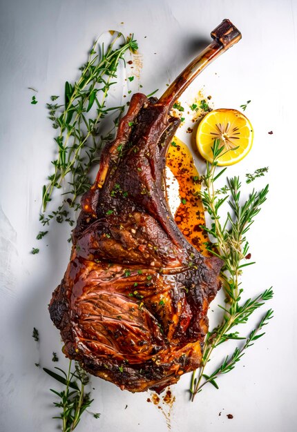 Photo succulent herbcrusted rack of lamb created with generative ai technology