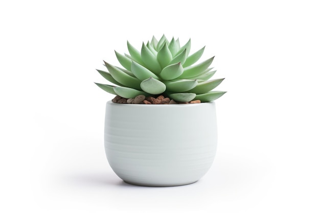 Foto succulent in pot geïsoleerd op witte achtergrond echeveria close-up