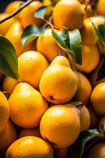 Succulent pears in autumn agricultural market