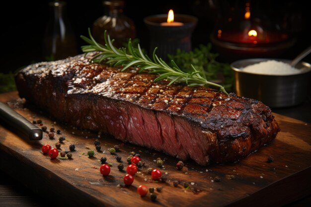 Succulent picanha being sliced on wooden board generative IA