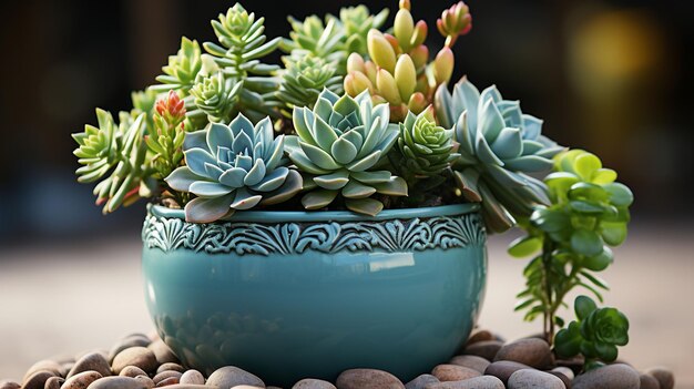 Photo succulent plant in cermaic pot