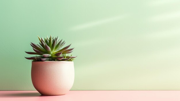 Succulent plant on a pink table