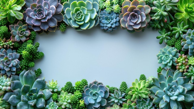 Photo succulent plants creating natural frame with copy space