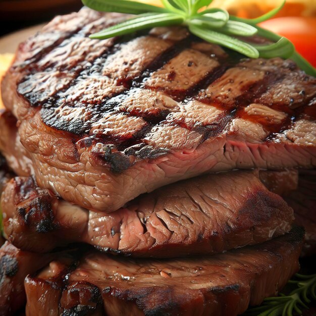 Succulent thick juicy portions of grilled fillet steak