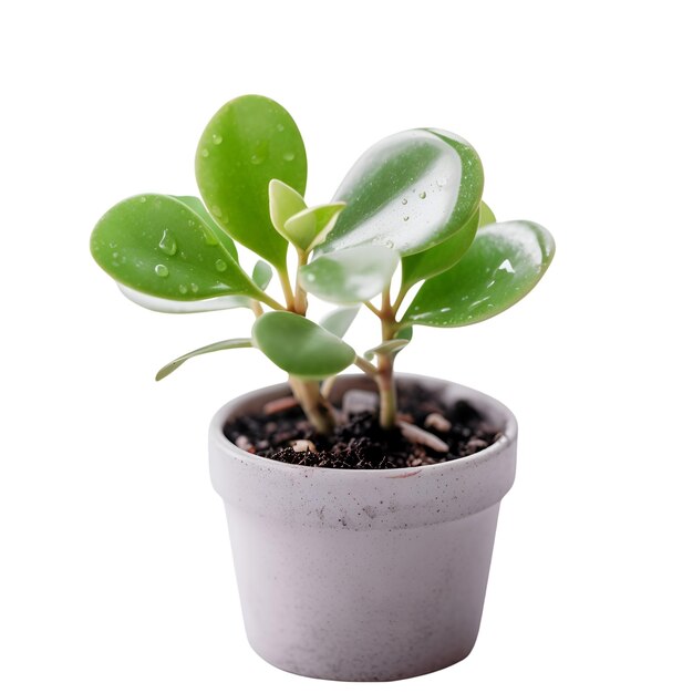 Succulente plant in een pot geïsoleerd op witte achtergrond met knippad