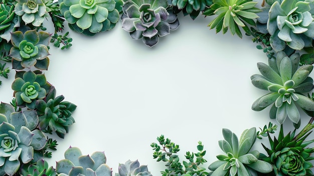 Foto succulente planten creëren een natuurlijk frame met kopieerruimte