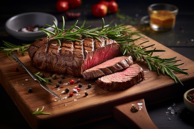 Succulente ribeye steak snijden in hoge resolutie een uitnodiging om te genieten van elke smaakvolle hap