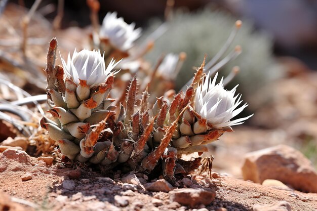 Succulente spruiten in de woestijn Generatieve Ai