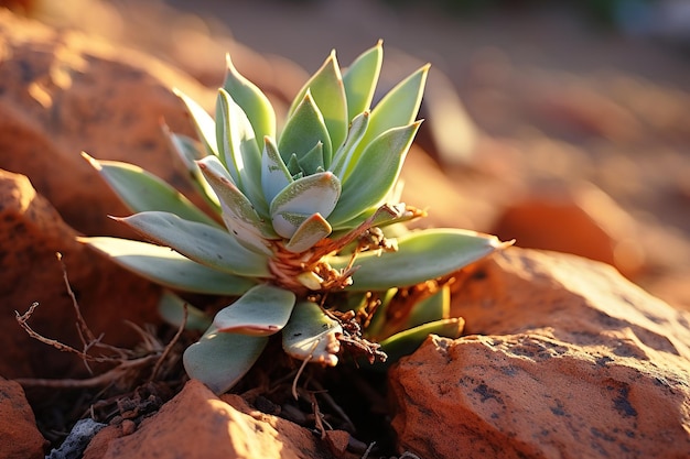 Succulente spruiten in de woestijn Generatieve Ai