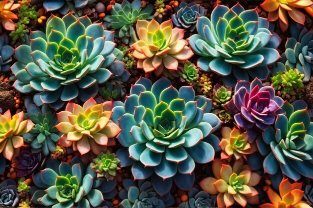 Succulents Background Succulents Wallpaper Succulents Pattern Top View Succulents Background Succulents Texture Plants Background AI Generative