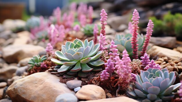 Succulents growing on rocks Desert