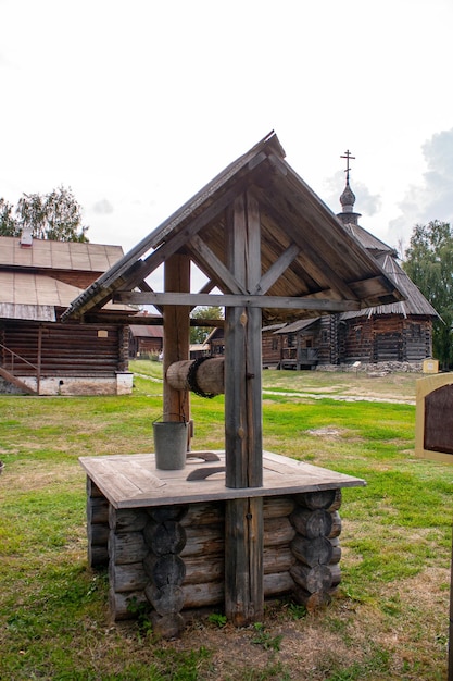 Sudal Russia 07 August 2022 Wooden well in the ancient city of Suzdal