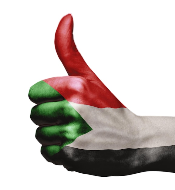 Sudan flag on hand indicating approval