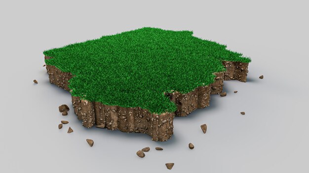 Sudan Map Grass and ground texture 3d illustration