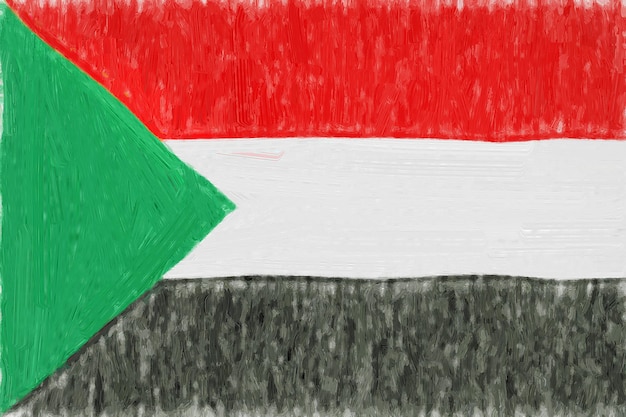 Photo sudan painted flag. patriotic drawing on paper background. national flag of sudan