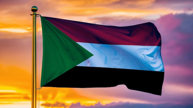 Sudan Waving Flag Against a Cloudy Sky