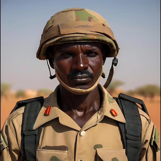 Photo sudanese soldier generated by ai