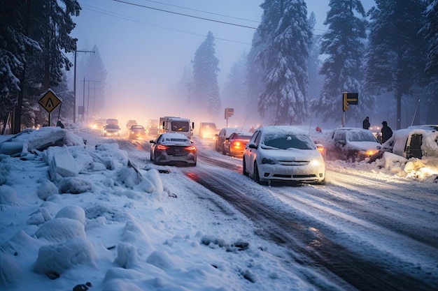 タホで突然の吹雪により道路は大混乱に陥る