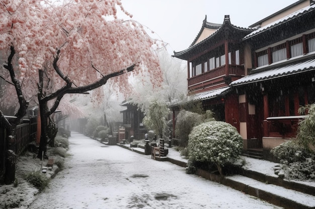 春先の突然の寒波 寒い気候 荒れ果てた天気 雪 風 早朝の霜 空の都市や通り 雪に覆われた風景 暗い荒廃