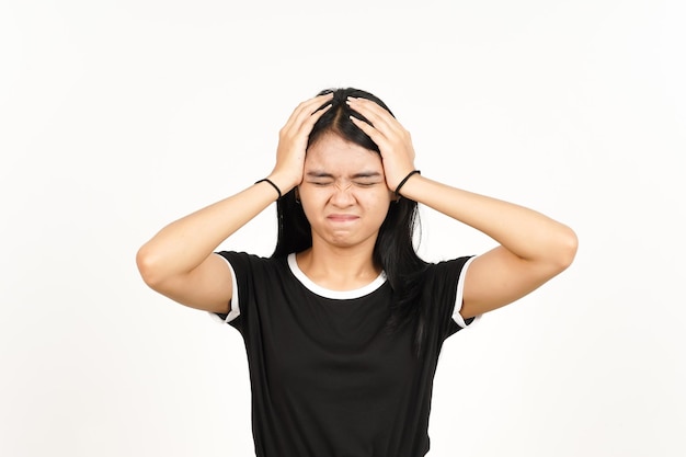 Suffering Headache Gesture Of Beautiful Asian Woman Isolated On White Background