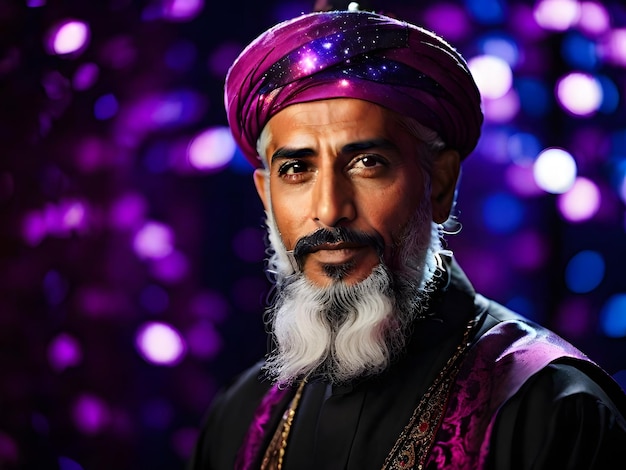 Sufi Man with GalaxyColored Hair Editorial Photography