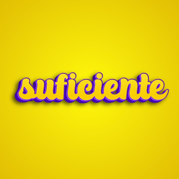 Suficiente typography 3d design yellow pink white background photo jpg