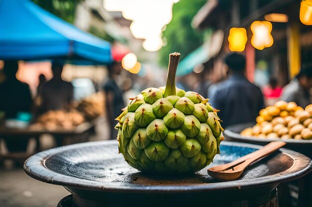 Sugar apple for sale at street food market in the old town of hanoi vietnam