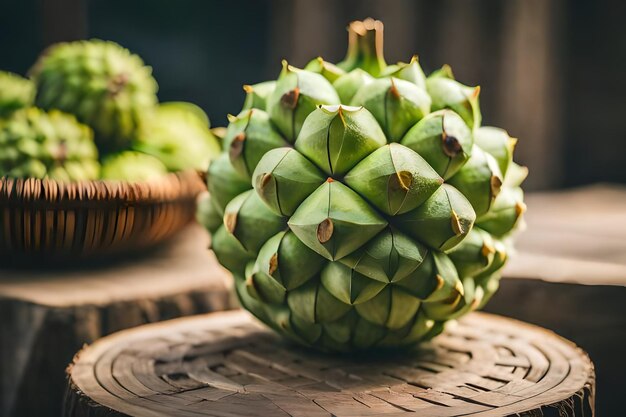 Sugar apple for sale at street food market in the old town of Hanoi Vietnam