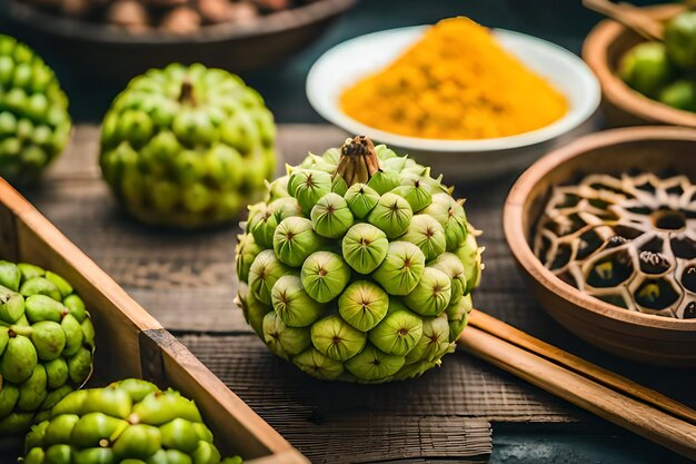 Sugar apple for sale at street food market in the old town of hanoi vietnam