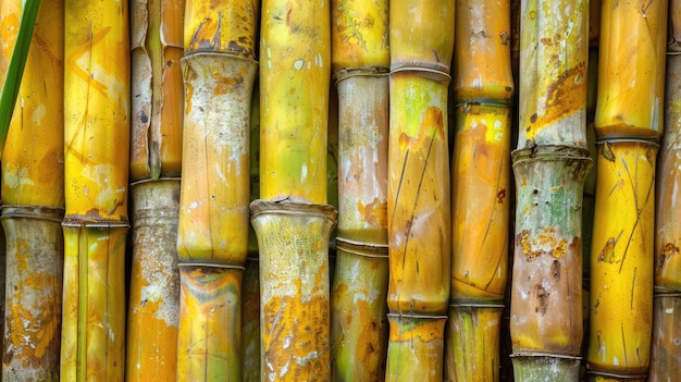 Sugar cane stalks on plantation