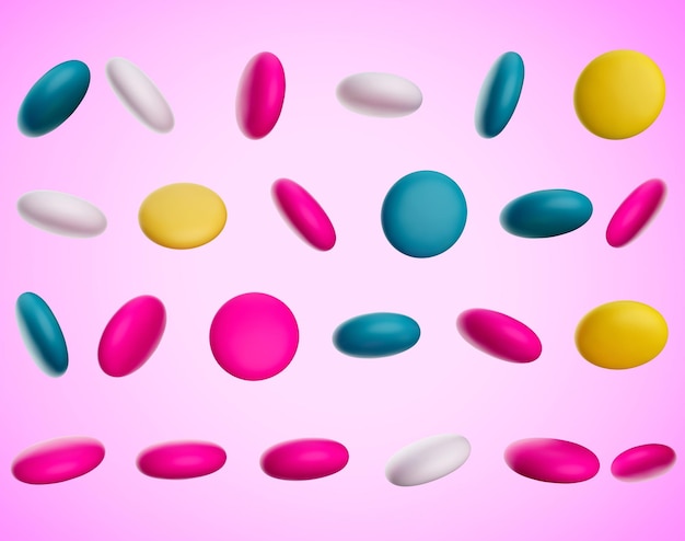 Sugar coated candy background 3d illustration