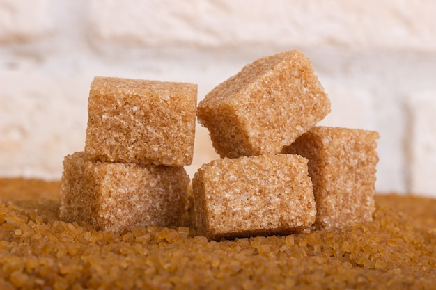 Sugar in the form of sand and cubes