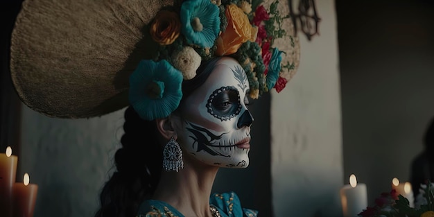 Sugar Skull Calavera to celebrate Mexicans Day of the Dead dia de los muertos Santa Muerte dia de los muertos catrina